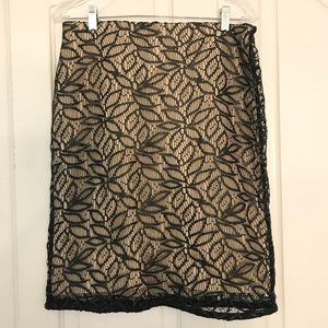 Ann Taylor Faux leather-lace Floral Pencil Skirt